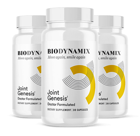 Joint Genesis bottle package with ingredient presentation